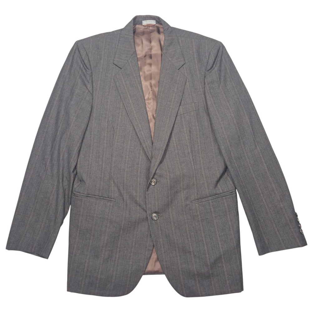 VTG Oleg Cassini 80s Pinstripe Blazer Sport Coat Grey Sz 40R